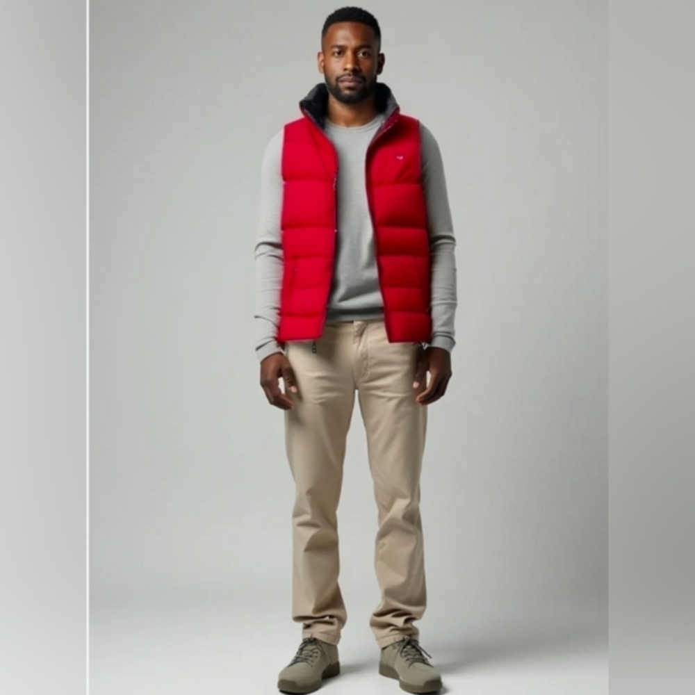 **RARE** Vintage Tommy Hilfiger Red Puffer Vest Men's Size Large